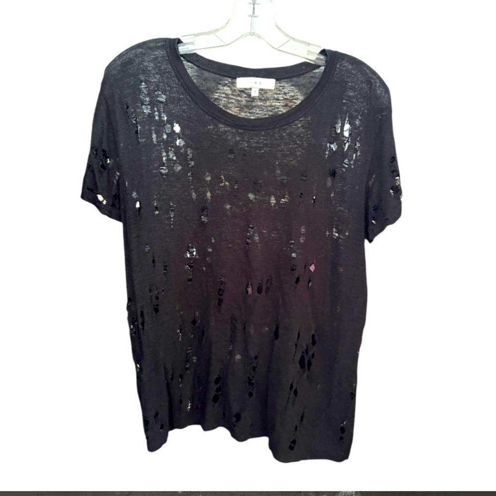 Iro linen Black Distressed Women's Top